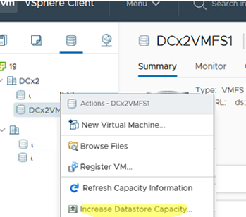 Increase VMFS Datastore Capacity with vSphere Web Client