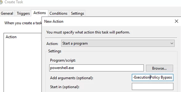 run a PowerShell script using a scheduled task 