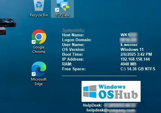 show windows system information on user desktop