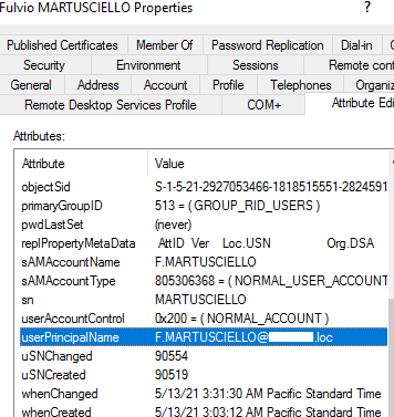 UserPrincipalName - active directory user attribute