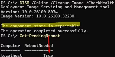 dism cleanup image while pending reboot
