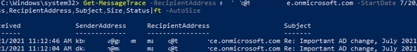 Get-MessageTrace: tracking emails in Microsoft 365 with PowerShell
