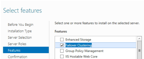 install the Failover Clustering role on Windows Server 2019