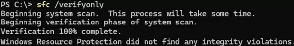 sfc /verifyonly
