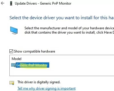 Update Generic PnP Monitor driver