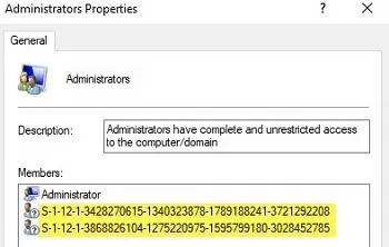 windows shows SIDs instead usernames
