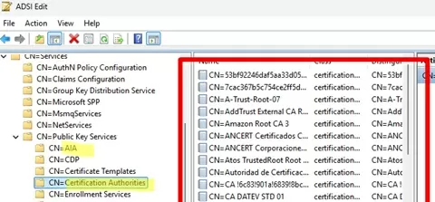 Cert Authorities in AD configuration partition