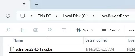 copy nupkg file to a local folder