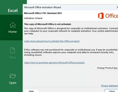 Microsoft Office 2021 evaluation license expired