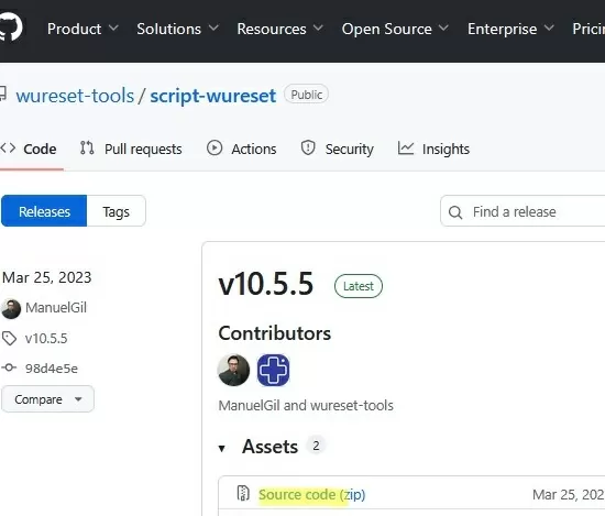 download wureset script