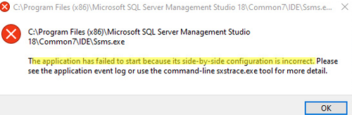 Error: "The application has failed to start because the side by side configuration is incorrect" then starting program in Windows 