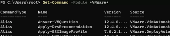 Get Commands in PowerCLI Core