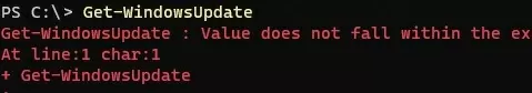 get-windowsupdate error: Value does not fall within the expected range.