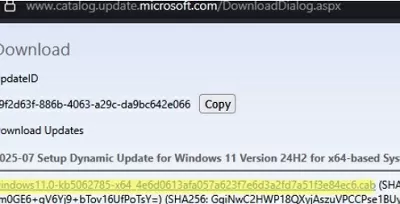 download latest cumulative update for windows msu or cab file
