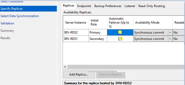 enable Automatic Failover for RDCB database