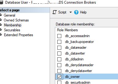 granting RD Connection Broker SQL permissions