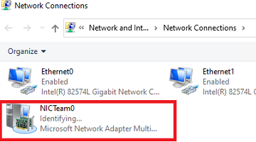 NIC Teaming adapter: Microsoft Network Adapter Multiplexor Driver 