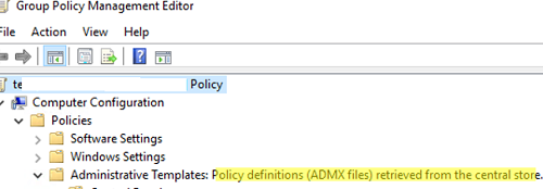 Policy Definitions (ADMX files) retrieved from the central store