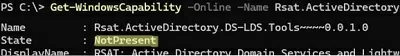 Add-WindowsCapability Rsat.ActiveDirectory