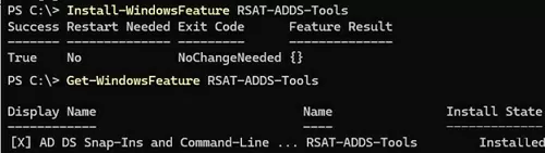 Install-WindowsFeature RSAT-ADDS-Tools