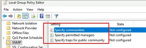 SNMP settings in GPO editior