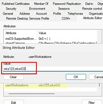 UserWorkstations attribute in Active Directory