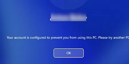 Active Directory logon message: account is configured to prevent you from using this PC