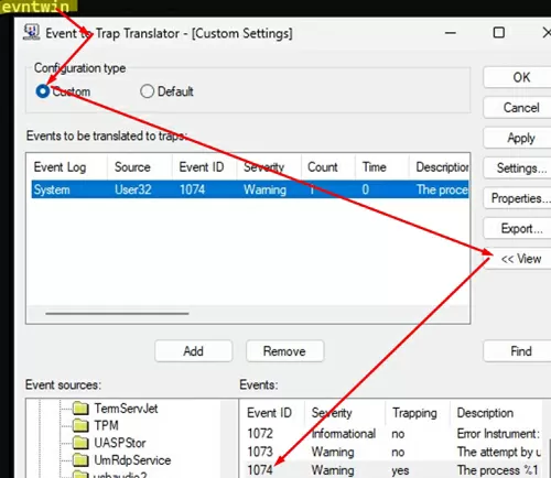 evntwin event to trap translator