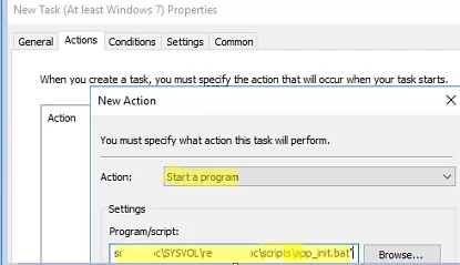 run a script using Windows scheduled task
