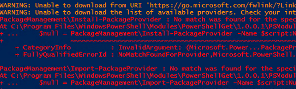WARNING: Unable to download from URI - powershell install module