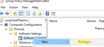 create software deployment package in group policy management editor