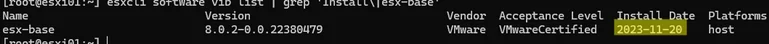 esxcli get OS install date