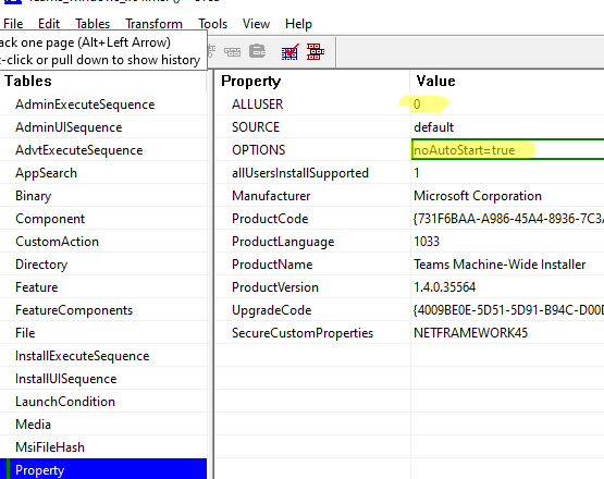 Modify an MSI file options with <a href=