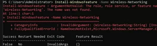 Windows Server Core missing wireless wlan networking