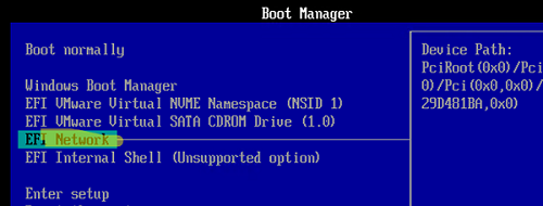 boot computer over network with pxe boot in bios/uefi