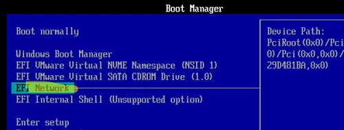 boot computer over a network with pxe boot in bios/uefi