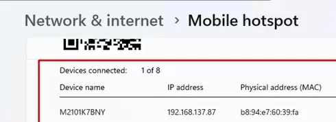 list of wireless devices connected to a mobile hotspot