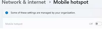 mobile hotspot feature inactive