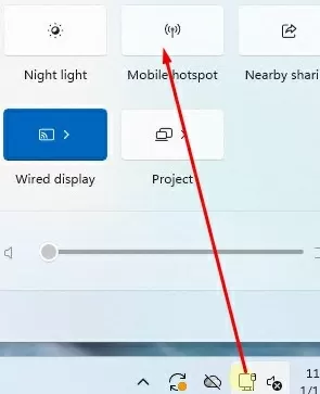 enable mobile hotspot via quick settings panel