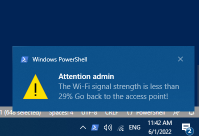 show poor wi-fi connection notification on windows