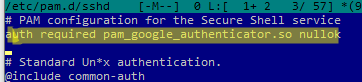 auth required pam_google_authenticator.so nullok