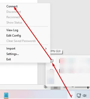 Connect VPN client in OpenVPN GUI