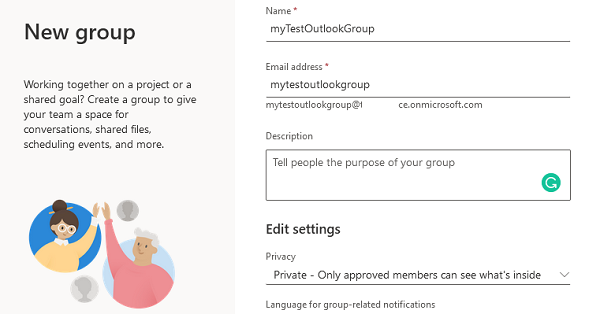 Azure / Microsoft 365 .  Create a new universal group in