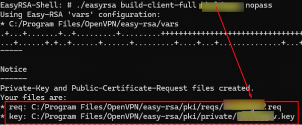 easyrsa generate client key and cert