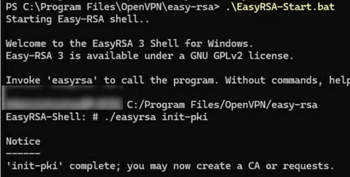 easyrsa init pki