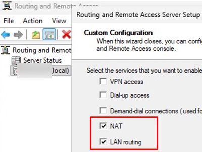 Enable NAT and LAN routing on RRAS Windows Server