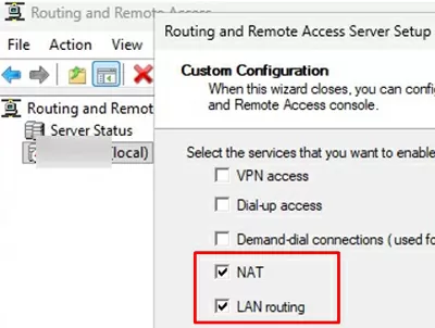 Enable NAT and LAN routing on RRAS Windows Server