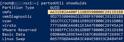 VMFS partition GUID