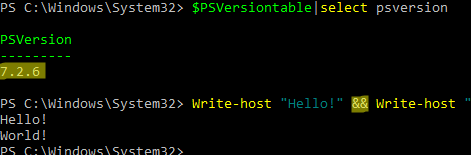 && powershell operator: will execute the right-hand pipeline if the left-hand succeeded