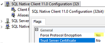 Force Protocol Encryption in SQL Server Native Client